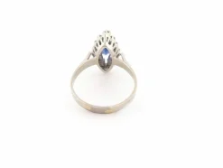 bague marquise en or blanc 18k sertie saphir 1.3ct & diamants 0.3ct 56
