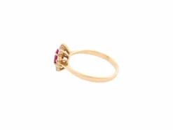 bague marquise en or jaune 18k sertie rubis 0.29ct diamants 0.45ct t56