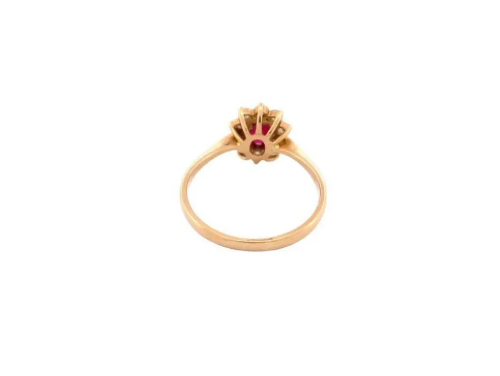 bague marquise en or jaune 18k sertie rubis 0.29ct diamants 0.45ct t56