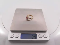 bague marquise en or jaune 18k sertie rubis 0.29ct diamants 0.45ct t56