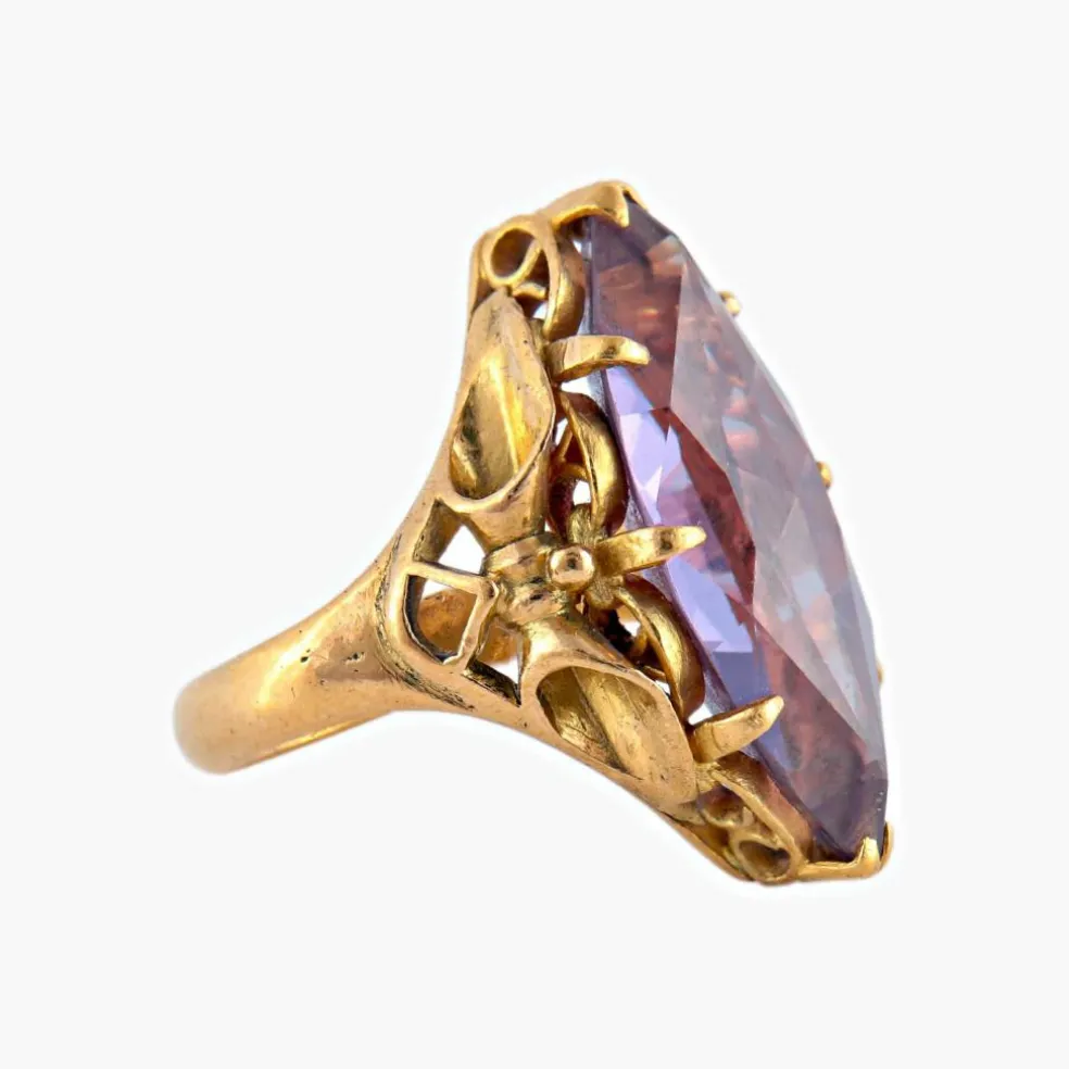 BAGUE MARQUISE "FANTASY" OR & AMETHYSTE