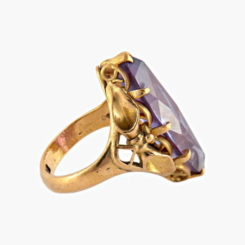 BAGUE MARQUISE "FANTASY" OR & AMETHYSTE