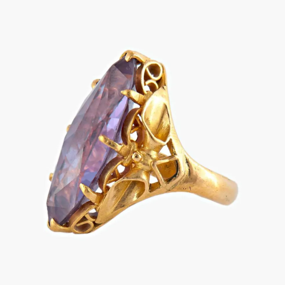 BAGUE MARQUISE "FANTASY" OR & AMETHYSTE