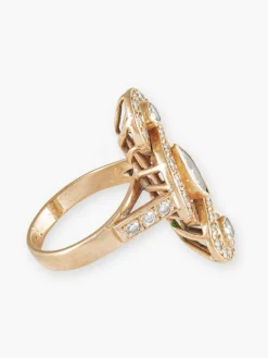 Bague Marquise Forme Entrelacée, Diamants, Or Jaune