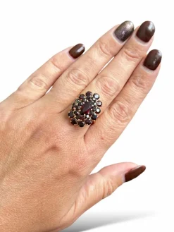 Bague marquise grenats en or rose