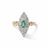 Bague Marquise émeraude & diamant