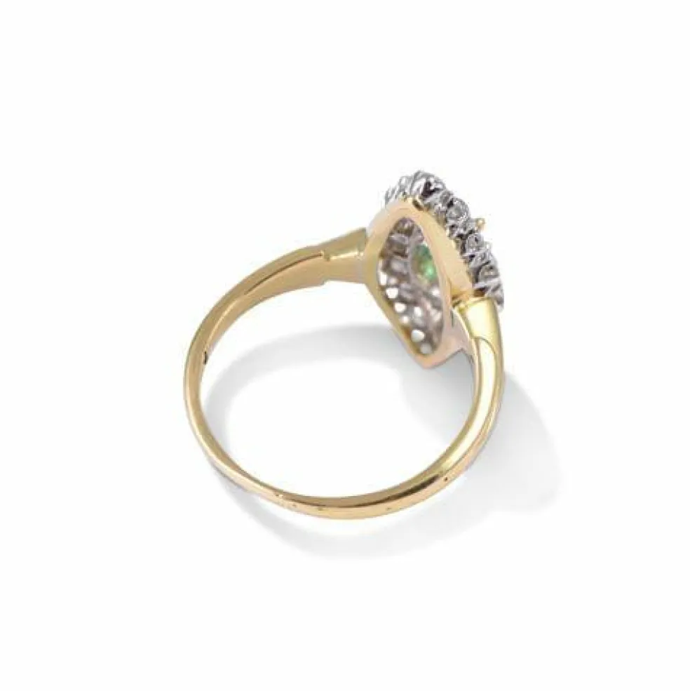 Bague Marquise émeraude & diamant