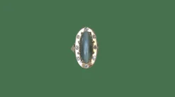 Bague Marquise oeil de chat, diamants