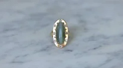 Bague Marquise oeil de chat, diamants
