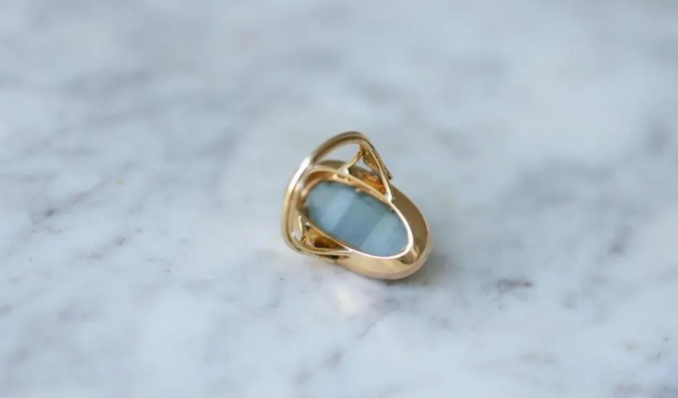 Bague Marquise oeil de chat, diamants
