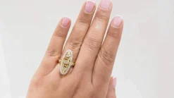Bague marquise or bicolore et diamants