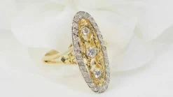 Bague marquise or bicolore et diamants