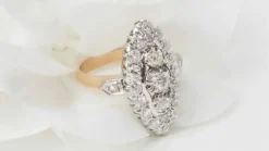 Bague marquise or bicolore et diamants