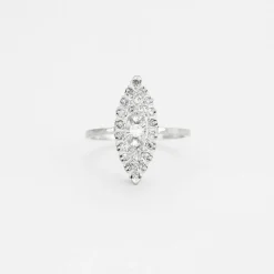 Bague marquise or blanc