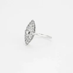 Bague marquise or blanc