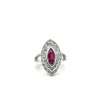 Bague Marquise or blanc - Rubis et Diamants