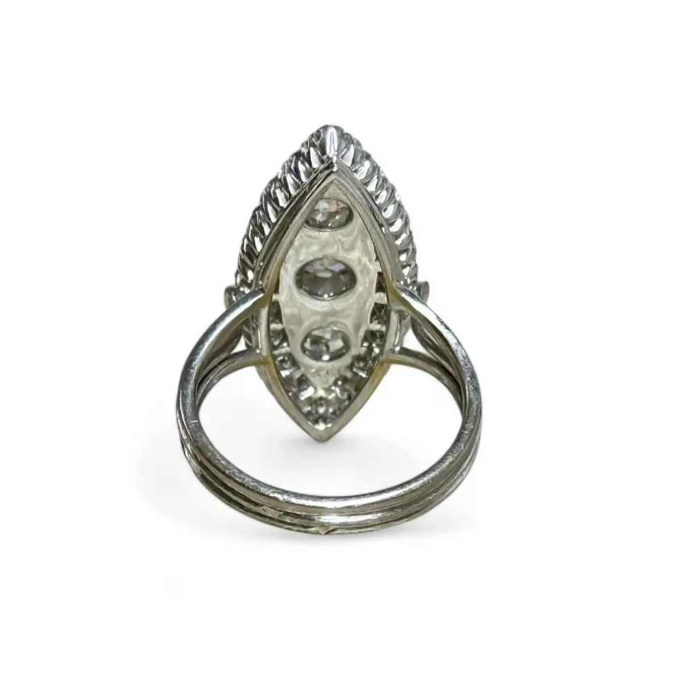 Bague marquise or blanc 2 carats de diamants