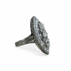 Bague marquise or blanc 2 carats de diamants