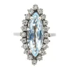 Bague Marquise Or blanc Aigue marine, Diamant