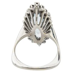 Bague Marquise Or blanc Aigue marine, Diamant