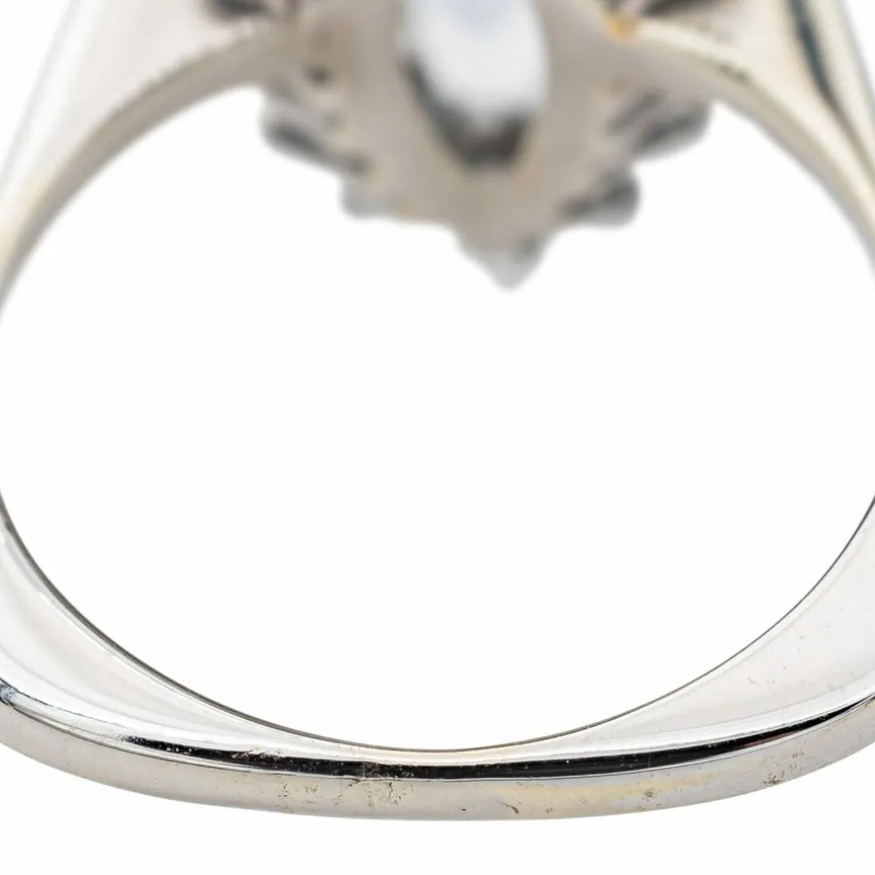 Bague Marquise Or blanc Aigue marine, Diamant