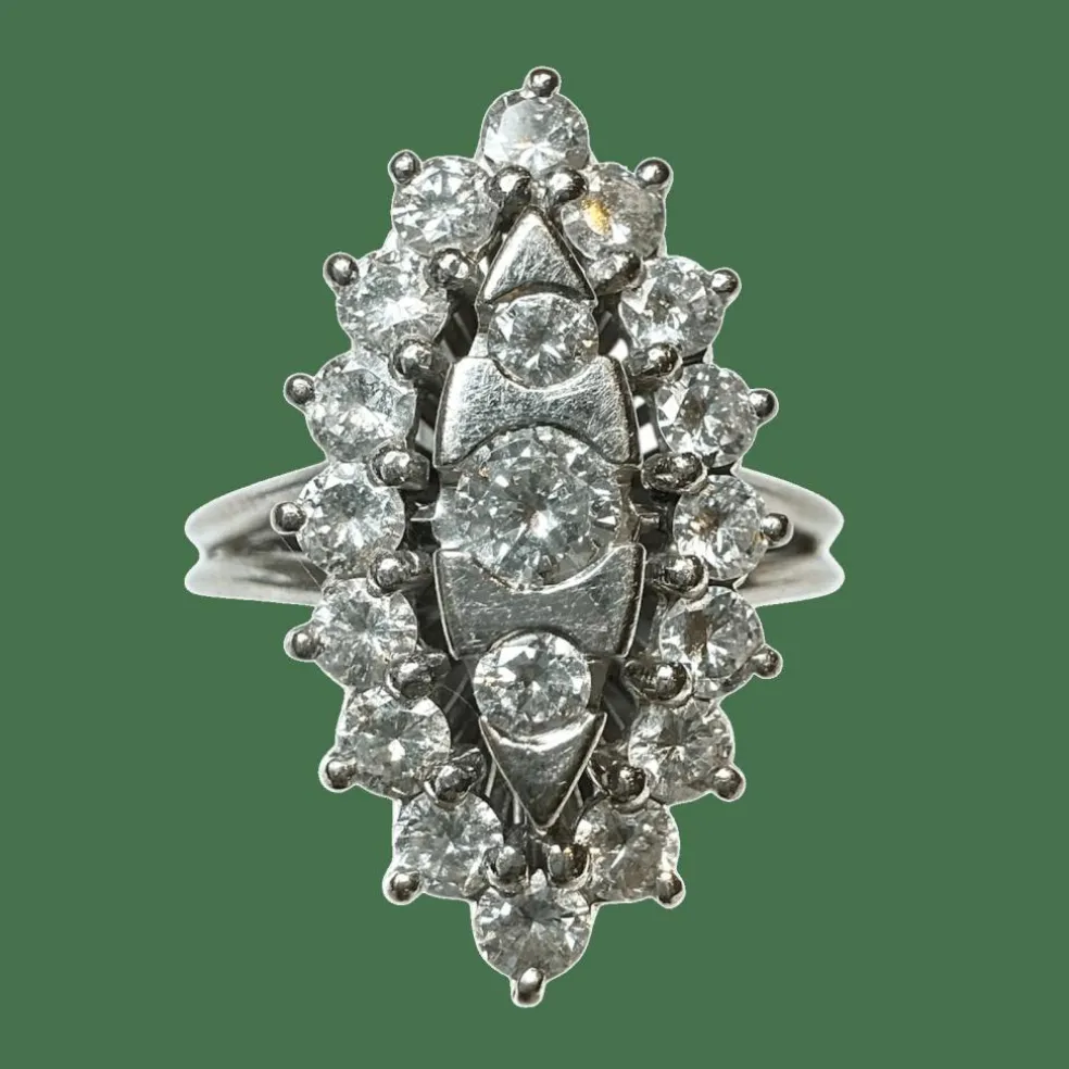 Bague Marquise or blanc diamants