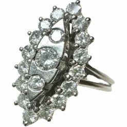 Bague Marquise or blanc diamants
