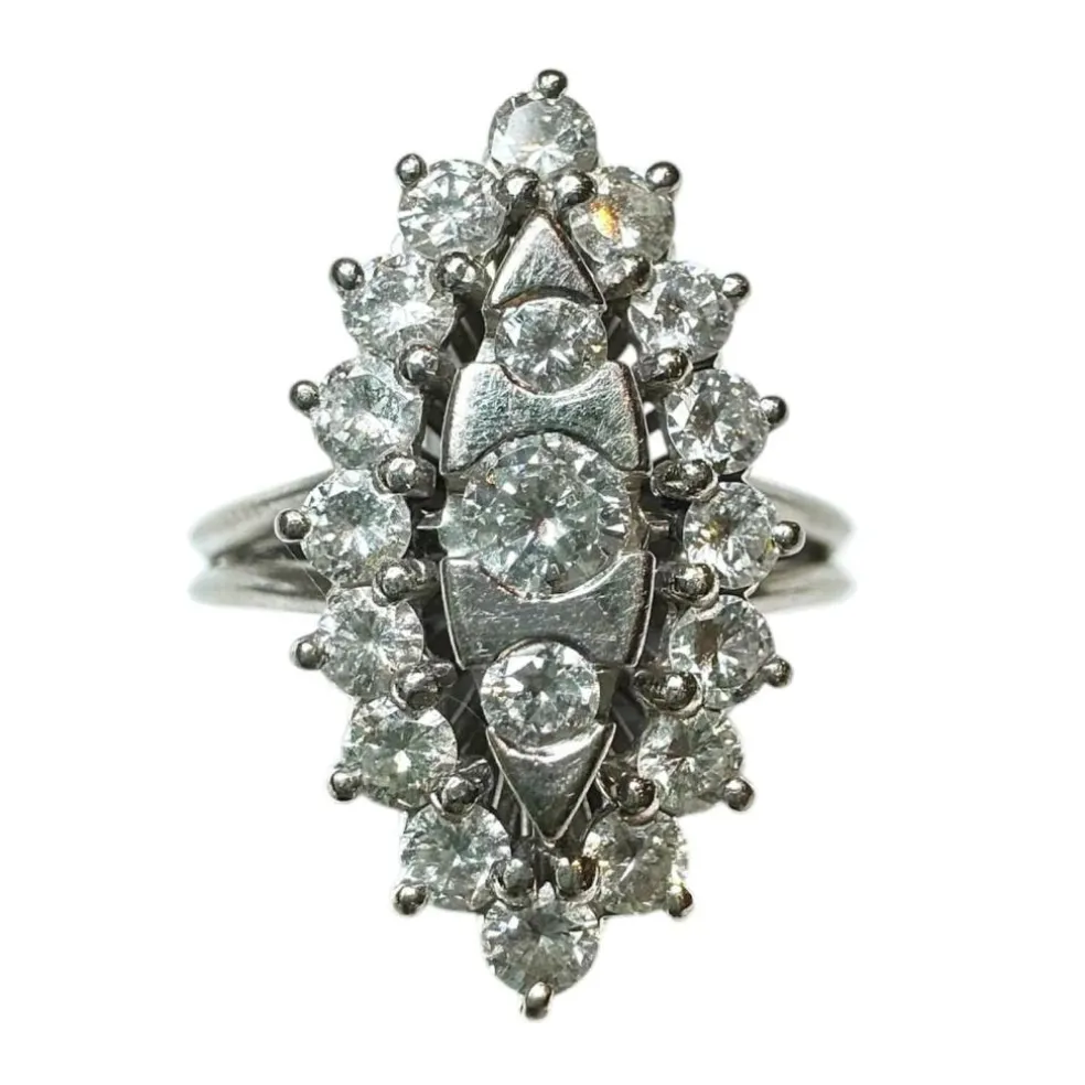 Bague Marquise or blanc diamants
