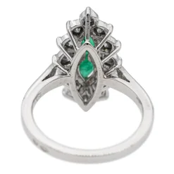 Bague Marquise Or blanc Emeraude