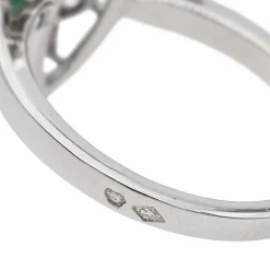 Bague Marquise Or blanc Emeraude