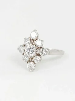 Bague marquise or diamants