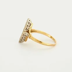 Bague marquise or gris et jaune pavée de diamants