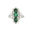 Bague marquise or gris émeraudes et diamants