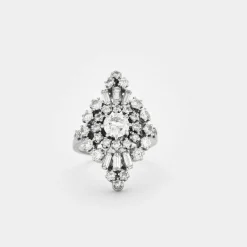 Bague marquise or gris, platine, diamants