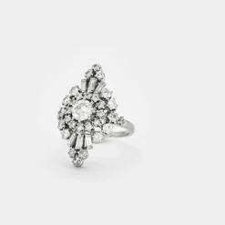 Bague marquise or gris, platine, diamants