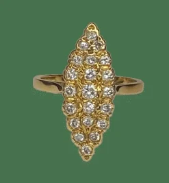 Bague marquise or jaune diamants