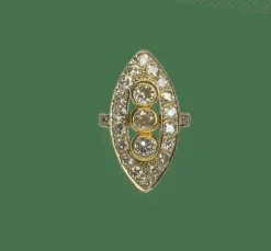 Bague marquise or jaune diamants