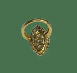 Bague marquise or jaune diamants