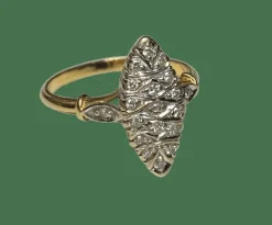 Bague marquise or jaune diamants