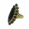 Bague marquise or jaune et grenats de Perpignan