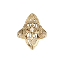 Bague marquise or jaune et blanc diamants