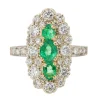 Bague Marquise Or jaune Emeraude