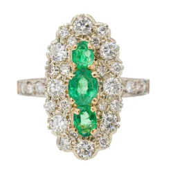 Bague Marquise Or jaune Emeraude