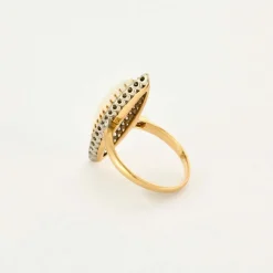 Bague Marquise or jaune et gris, opale et diamants