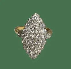 Bague marquise or jaune et diamants