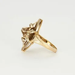 Bague marquise or jaune et blanc diamants