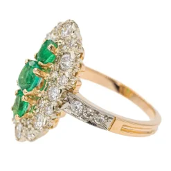 Bague Marquise Or jaune Emeraude