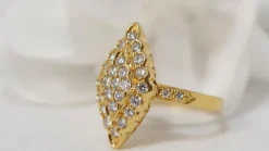 Bague marquise or jaune et diamants