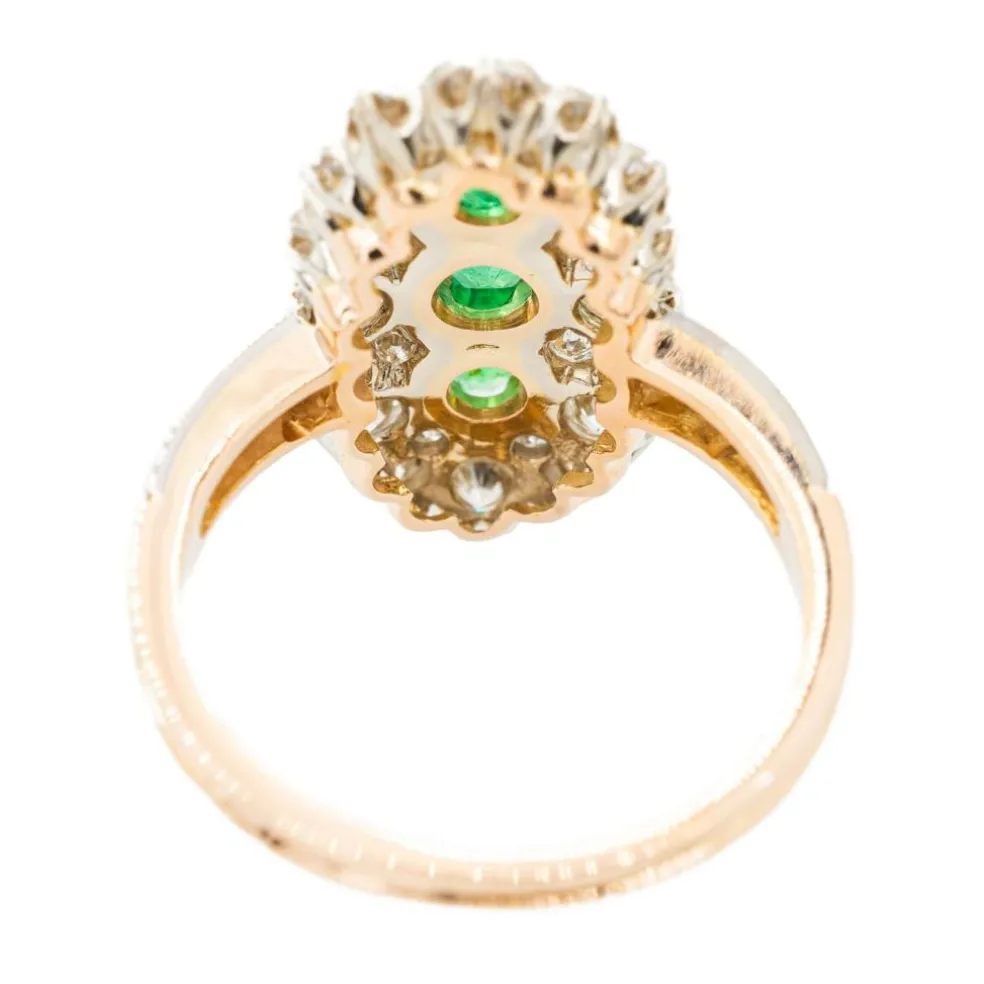 Bague Marquise Or jaune Emeraude