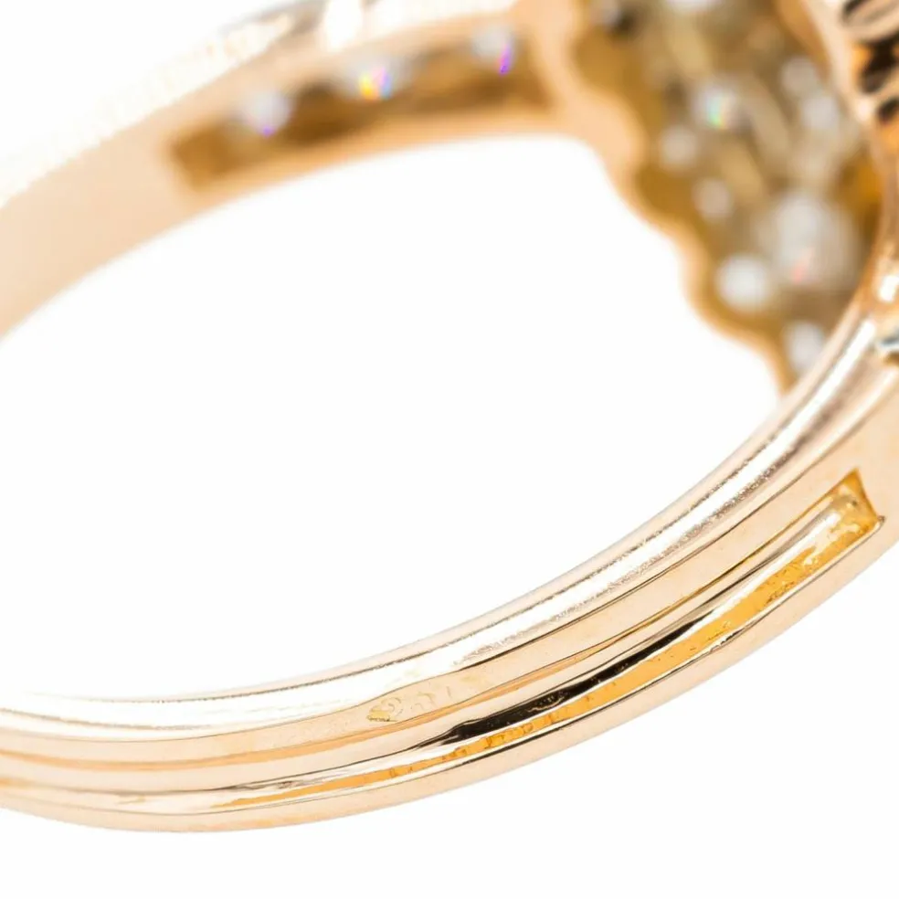 Bague Marquise Or jaune Emeraude